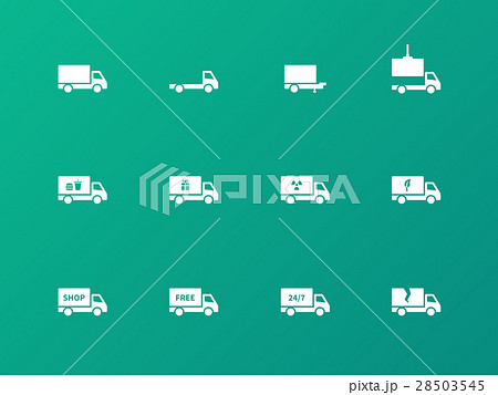 Commercial van icons on green background. Commercial van icons on green background. 28503545