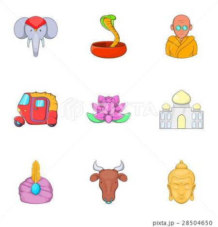 India icons set, cartoon style 28504650