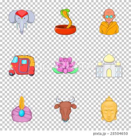 India icons set, cartoon style 28504650