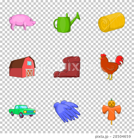 Animal farm icons set, cartoon style Animal farm icons set, cartoon style 28504659