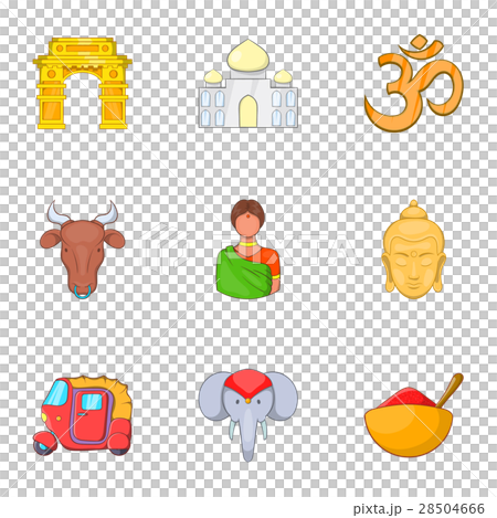 Tourism in India icons set, cartoon style 28504666