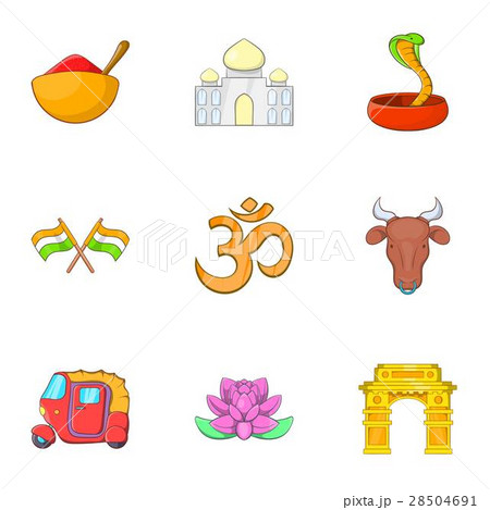 India Republic icons set, cartoon style 28504691