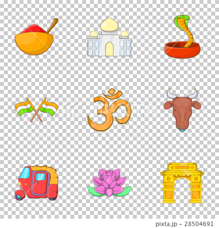 India Republic icons set, cartoon style 28504691