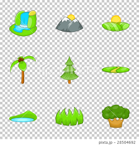 Flora icons set, cartoon style Flora icons set, cartoon style 28504692