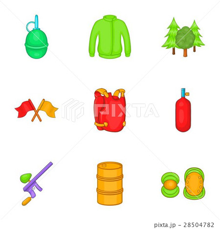 Outfit paintball icons set, cartoon style 28504782