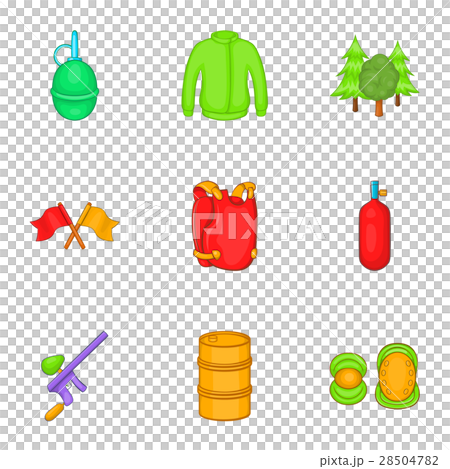 Outfit paintball icons set, cartoon style 28504782
