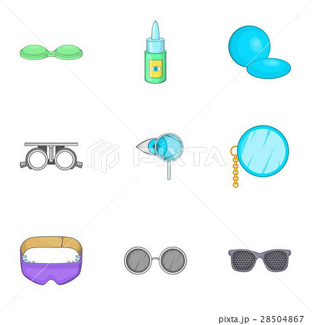 Eye exam icons set, cartoon style Eye exam icons set, cartoon style 28504867