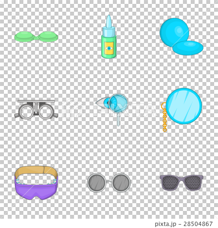 Eye exam icons set, cartoon style Eye exam icons set, cartoon style 28504867