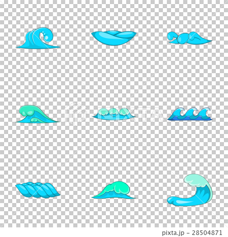 Ocean waves icons set, cartoon style Ocean waves icons set, cartoon style 28504871