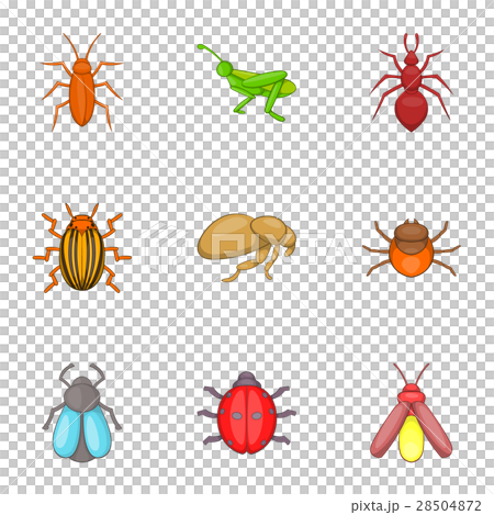 Bugs icons set, cartoon style Bugs icons set, cartoon style 28504872
