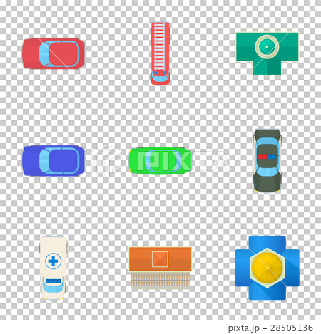 Top view of transport icons set, cartoon style 28505136