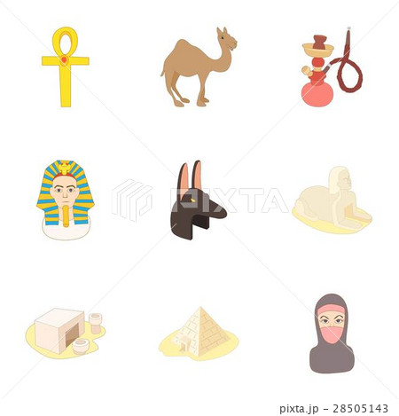 Tourism in Egypt icons set, cartoon style Tourism in Egypt icons set, cartoon style 28505143