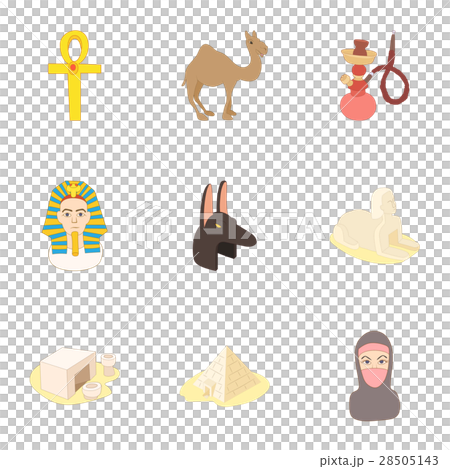 Tourism in Egypt icons set, cartoon style Tourism in Egypt icons set, cartoon style 28505143