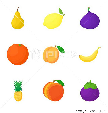 Fresh fruit icons set, cartoon style 28505163