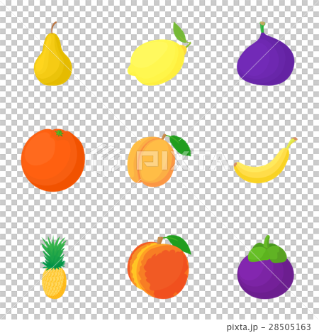Fresh fruit icons set, cartoon style 28505163