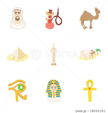 Holiday in Egypt icons set, cartoon style Holiday in Egypt icons set, cartoon style 28505291