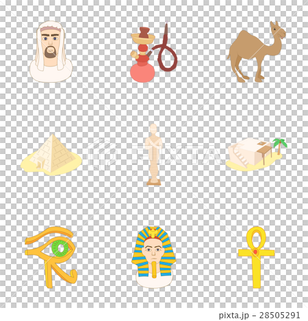 Holiday in Egypt icons set, cartoon style Holiday in Egypt icons set, cartoon style 28505291