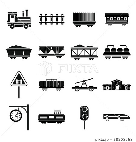 Railway icons set, simple style 28505568