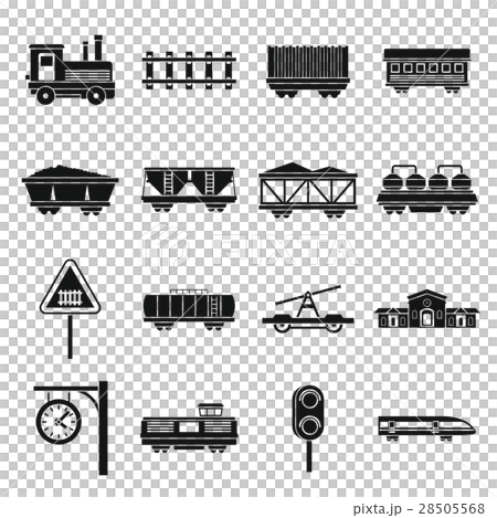 Railway icons set, simple style 28505568