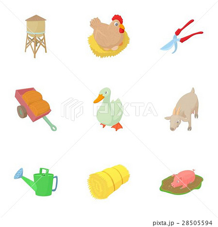 Animal farm icons set, cartoon style Animal farm icons set, cartoon style 28505594