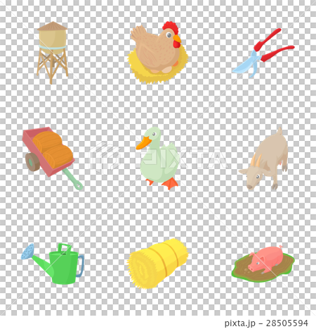 Animal farm icons set, cartoon style Animal farm icons set, cartoon style 28505594