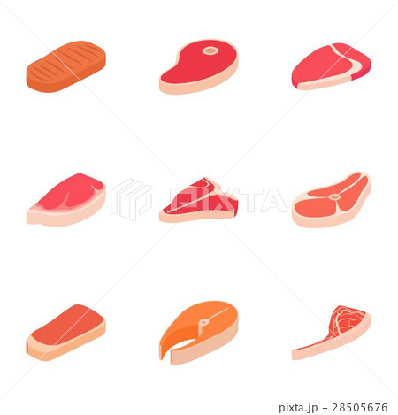 Beef icons set, cartoon style Beef icons set, cartoon style 28505676