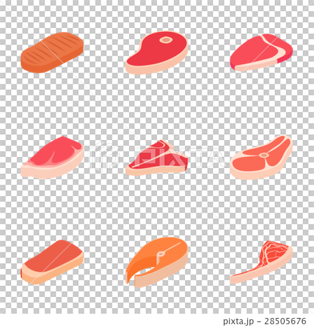 Beef icons set, cartoon style Beef icons set, cartoon style 28505676