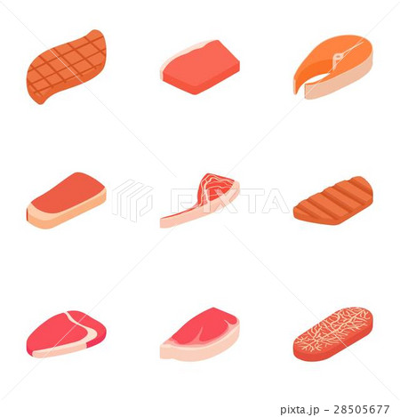 Meat icons set, cartoon style 28505677