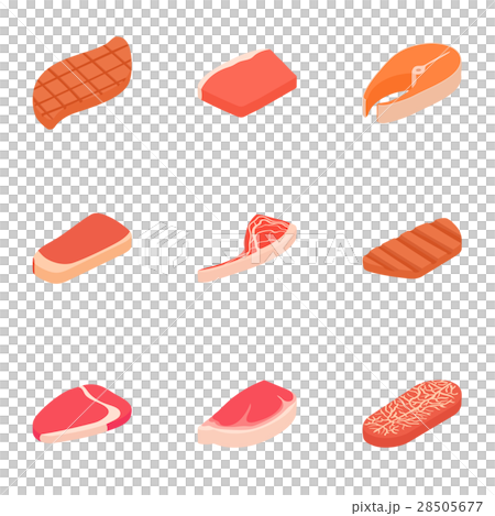 Meat icons set, cartoon style Meat icons set, cartoon style 28505677