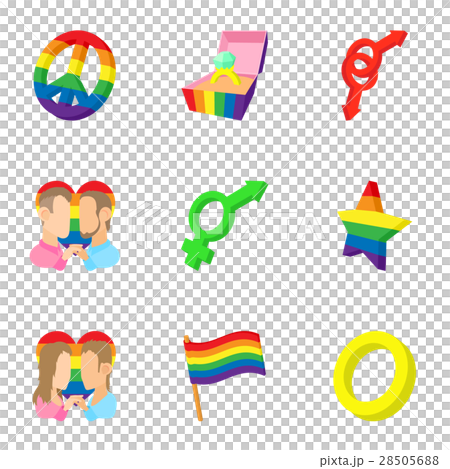 Gays and lesbians icons set, cartoon style Gays and lesbians icons set, cartoon style 28505688