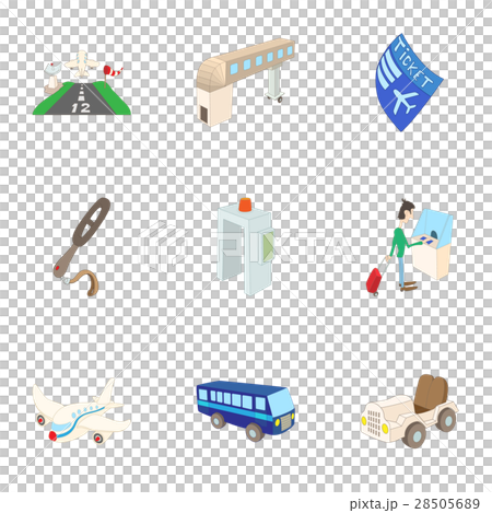 Check at airport icons set, cartoon style Check at airport icons set, cartoon style 28505689