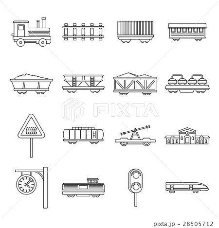 Railway icons set, outline style 28505712