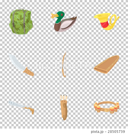 Hunting icons set, cartoon style Hunting icons set, cartoon style 28505739