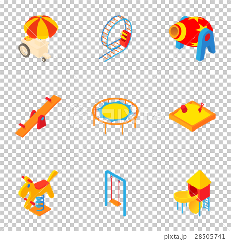 Children rides icons set, cartoon style 28505741