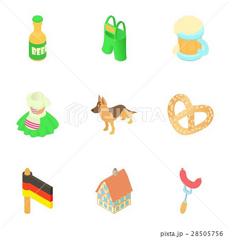 Tourism in Germany icons set, cartoon style Tourism in Germany icons set, cartoon style 28505756