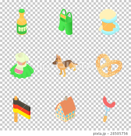 Tourism in Germany icons set, cartoon style Tourism in Germany icons set, cartoon style 28505756