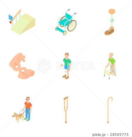 Disabled people icons set, cartoon style 28505773