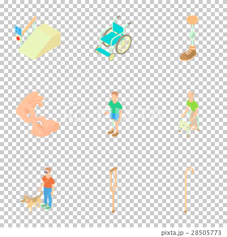 Disabled people icons set, cartoon style 28505773