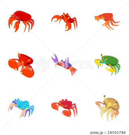 Crayfish icons set, cartoon style Crayfish icons set, cartoon style 28505786
