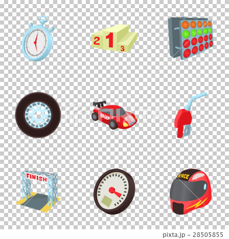 Speed Cars Icons Set Cartoon Styleのイラスト素材