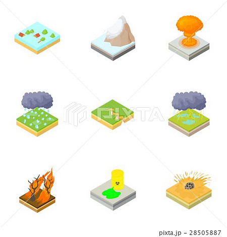 Disaster icons set, cartoon style 28505887