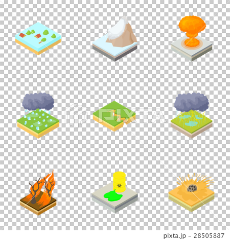 Disaster icons set, cartoon style Disaster icons set, cartoon style 28505887