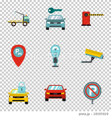 Parking area icons set, flat style Parking area icons set, flat style 28505929