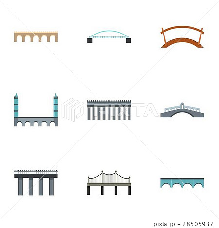 Facility for crossing river icons set, flat style Facility for crossing river icons set, flat style 28505937
