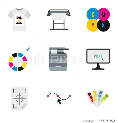 Printing in polygraphy icons set, flat style 28505952