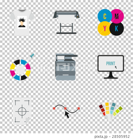 Printing in polygraphy icons set, flat style 28505952