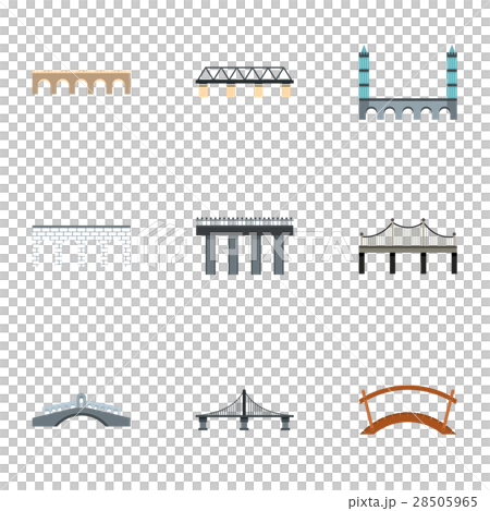 Bridge transition icons set, flat style - Stock Illustration [28505965 ...