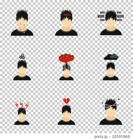 Emotions types icons set, flat style 28505968