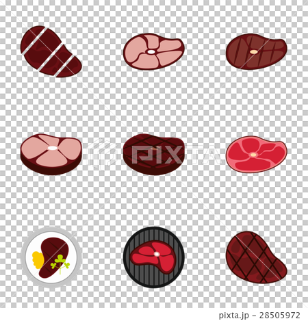 Kind of beef icons set, flat style Kind of beef icons set, flat style 28505972