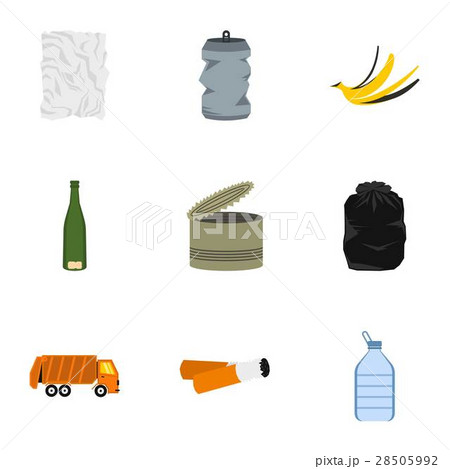 Rubbish icons set, flat style 28505992
